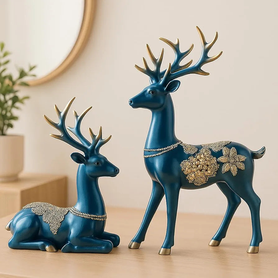 Xtore Creative Resin Golden Reindeer Sculptures