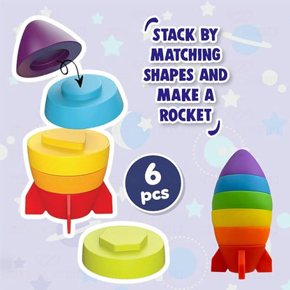 Wembley Rocket Stacking Toy Soft Silicone Educational Baby Toys Multicolor