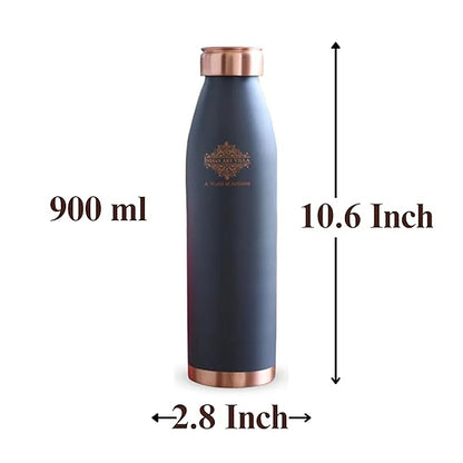 Indian Art Villa Pure Copper Lacquer Coated Gray Silk Finish Water Bottle