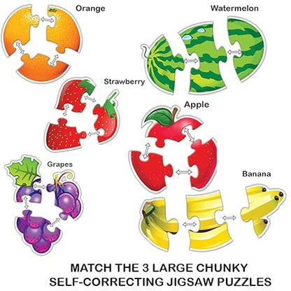 Toykraftt 3 Piece Puzzles For Kids Fruit Puzzles For Toddlers Boys Girls Educational Toys