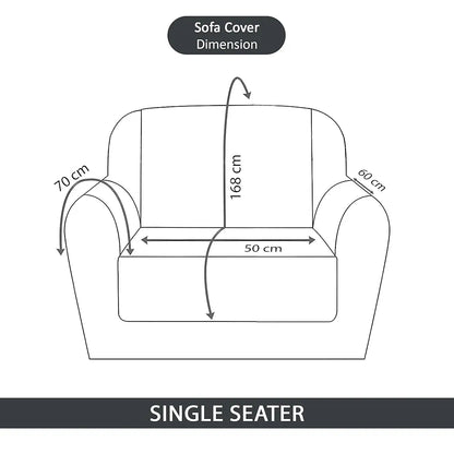 Kuber Industries Soft Velvet Quilted Single Seater Sofa Cover with Pocket Arms Frill Grey