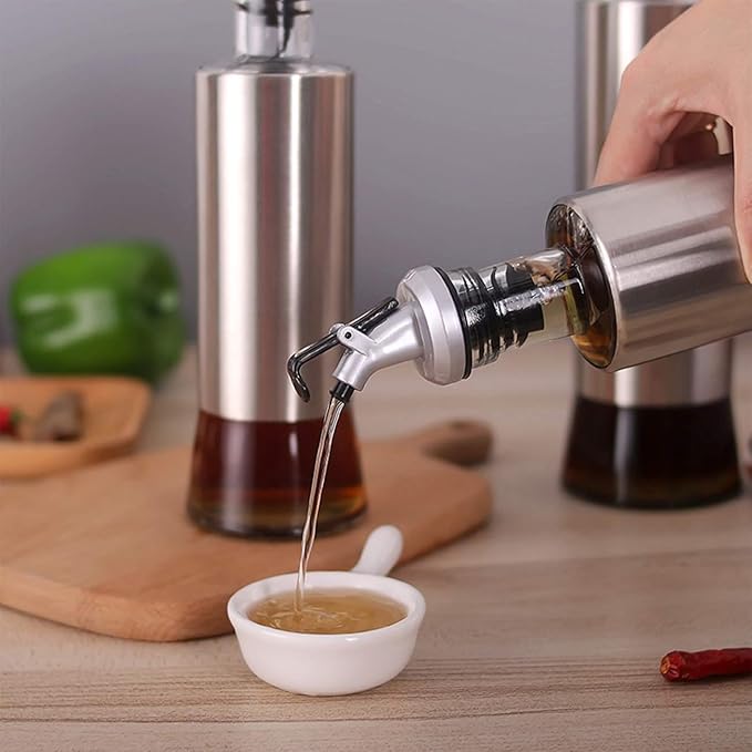 Spatlus Olive Oil Vinegar And Sauce Dispenser Bottle With Funnel 300 ml Each Bottle