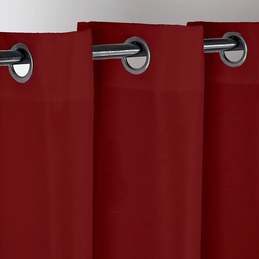 Divine Casa Super Satin Blackout Window Curtains Solid Panels for Complete Light Block Size 5 Feet Silky Touch & Thermal Insulation Colour Cherry Red (Pack of 2)