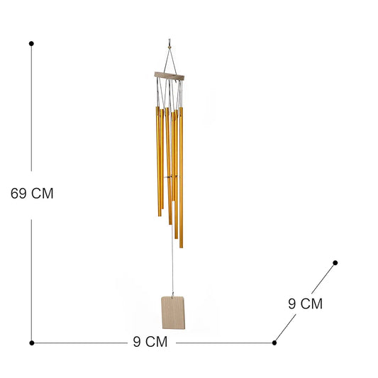 Tej Gifts Feng Shui Metal Wind Chime with 6 Golden Pipes