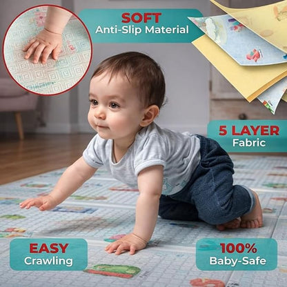 Tarkan Extra Large Reversible Baby Play Mat Crawling Foldable Foam Mat