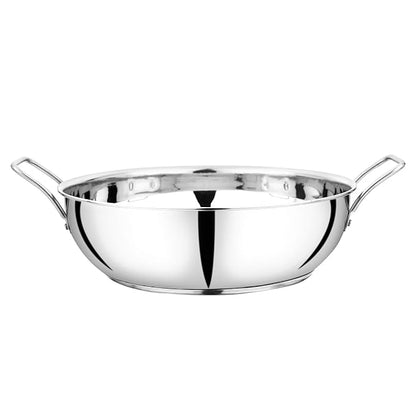 Pristine Stainless Steel Induction Bottom Compatible Sandwich Base Pan with Knob Glass Lid
