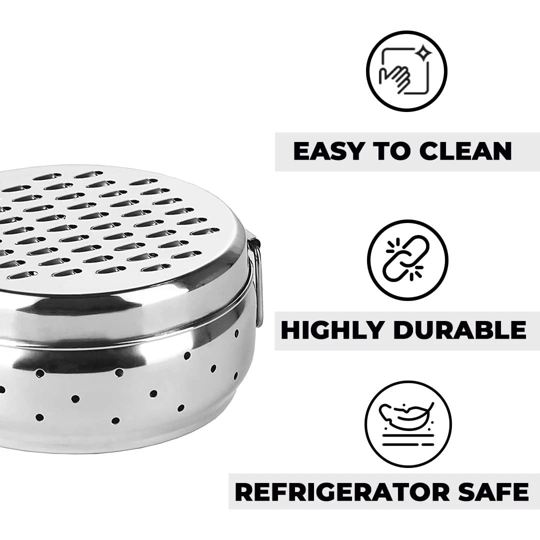 Kuber Industries Stainless Steel Grater with Storage Container Refrigerator Safe Cheese Carrot Coconut