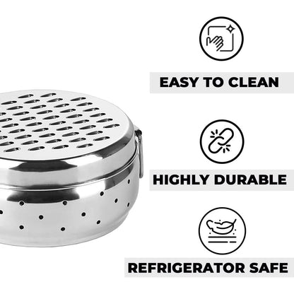 Kuber Industries Stainless Steel Grater with Storage Container Refrigerator Safe Cheese Carrot Coconut