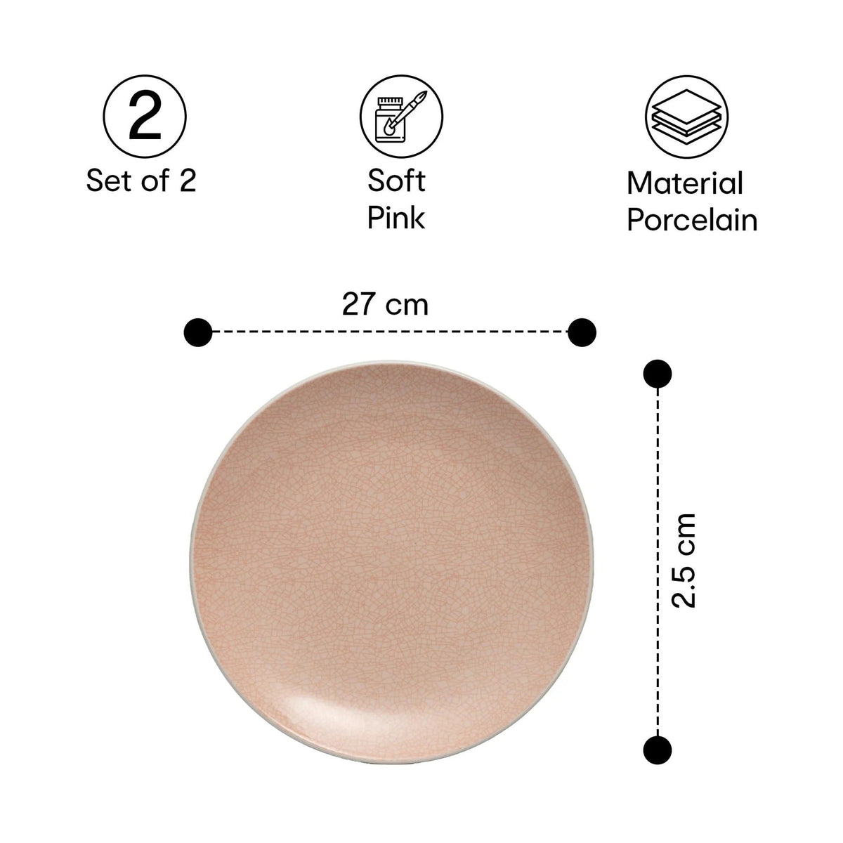 Anko 11 inch Pink Bella Stoneware Dinner Plates Set of 2 Microwave Dishwasher Safe
