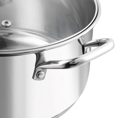 Vinod Roma Stainless Steel Saucepot with Glass Lid - 2.2 Litre, 18 cm | Sandwich Bottom | Rivetted Handle