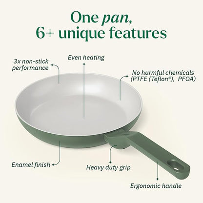 Ember Cookware Arcilla Ceramic Non-stick Frying Pan 24cm | Matching Handle | Florence Series | Green
