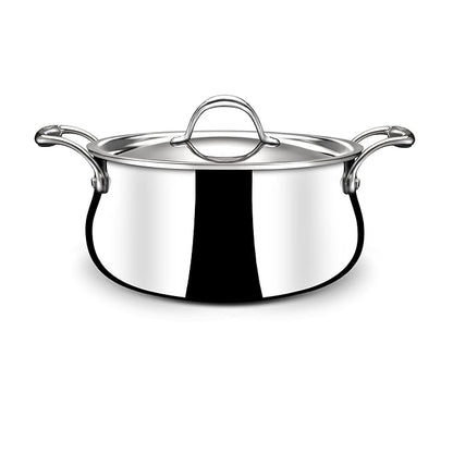 Stahl Artisan Triply Stainless Steel Belly Saucepot With Lid | Induction Base Casserole | Briyani Pot/ Handi | 4.3 L | 22 Cm