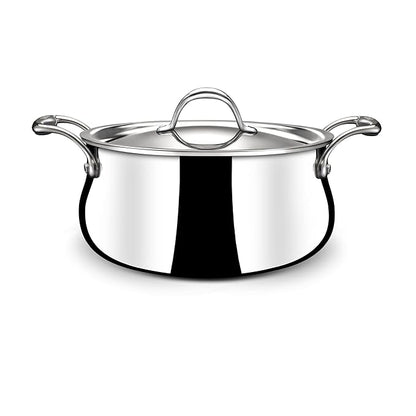 Stahl Artisan Triply Stainless Steel Belly Saucepot With Lid | Induction Base Casserole | Briyani Pot/ Handi | Stew Pot | 3.2 Litres | 20 Cm