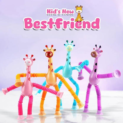 Wembley Set of Flexible Giraffes Telescopic Suction Toy for Kids