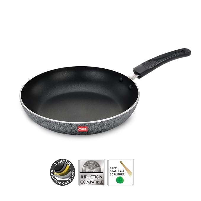 Avias Zen Ib Fry Pan 24cm Nonstick Aluminium Pan With Glass Lid Induction Friendly