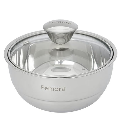 Femora Stainless Steel Double Wall Insulated Curry Server Curry Bowls | 1500 Ml | Set of 2 | Large Serving Size
