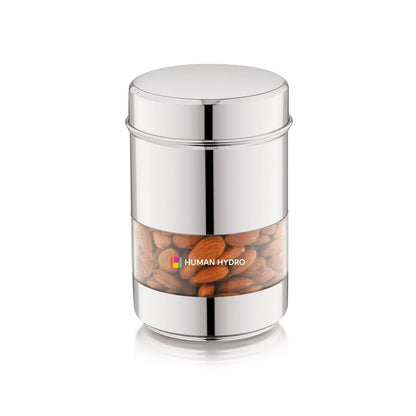 Human Hydro Stainless Steel Storage Container 500ml with Transparent Window Airtight Lid Glossy Finish