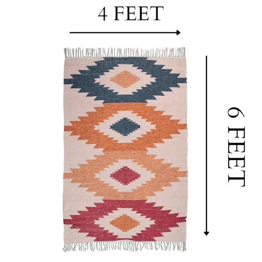 Homadorn Chindi Handmade Printed Modern Dhurrie/Rugs/Carpet Colour Multi3