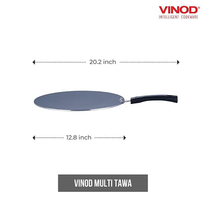 Vinod Zest Aluminium Non Stick Flat Multi Tawa - 32.5 cm | Triple Layer Ceramic Coating | 4mm Extra Thick Roti Tawa