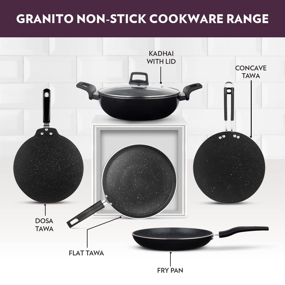 Borosil Granito Non-stick Flat Tawa | Induction Friendly | Granite Finish | Pfoa-free | 25 Cm Diameter