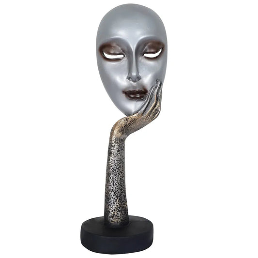 Zart Lady Face Silver Polyresin Showpiece  Use in Home Decor Gifts