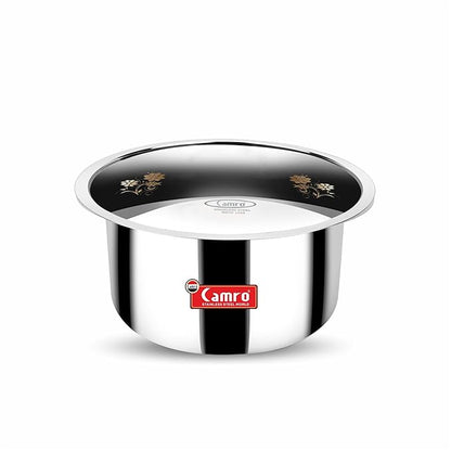 Camro Tripro Triply Artisian Tope with lid 15 No 3.4 Liters Capacity Cauldron Tope Handi