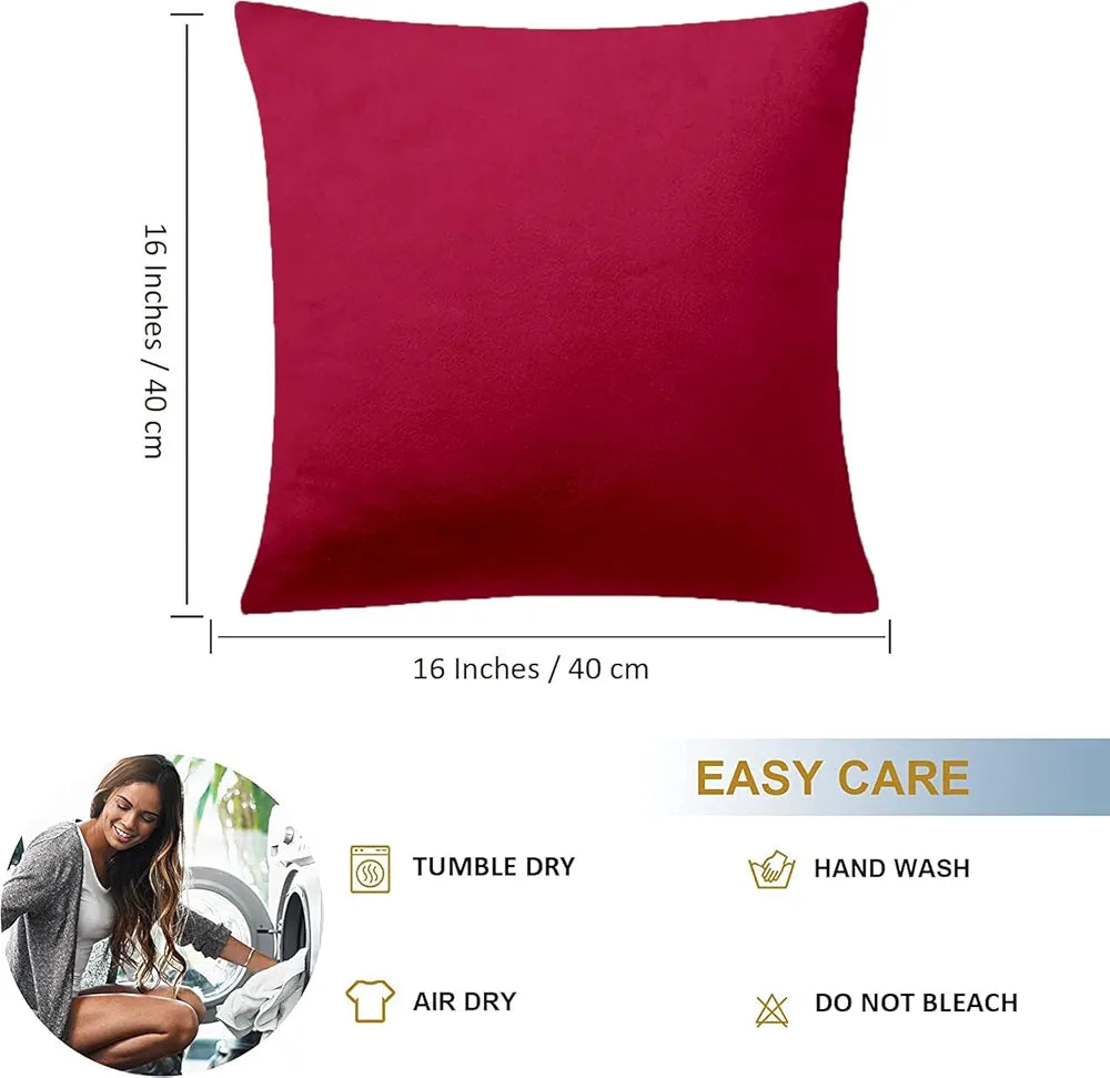 Cloth Fusion Velvet Sofa Cushion Cover Set of 2 Luxurious Cushion Cover Magenta Colour