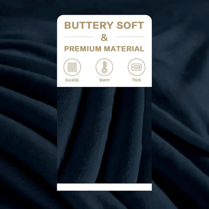 Cloth Fusion Fleece Sherpa Blanket for Winter Single Bed Soft Quilt Blanket Navy