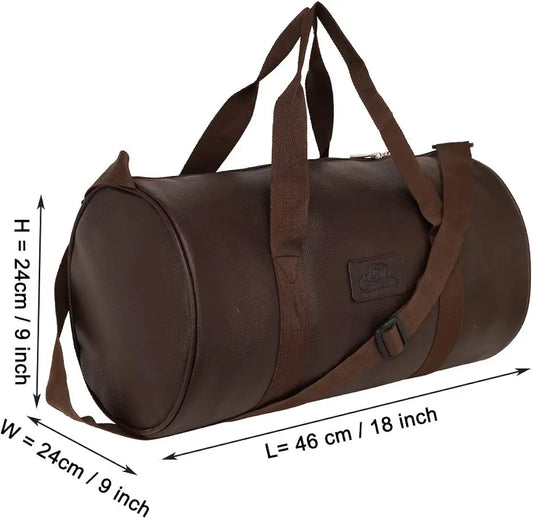 Leather World Vegan Leather 24 Cms Duffle/Shoulder/Gym Bag for Men & Women Brown Travel Friendly Bag Gifts for Men