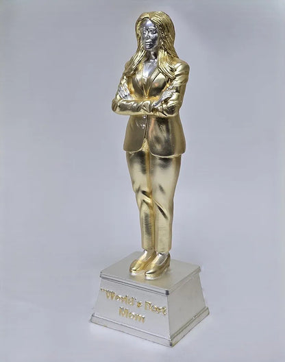 Gold Art India Best Mother Trophy Figurine Gold & Silver Plated Matte Finish