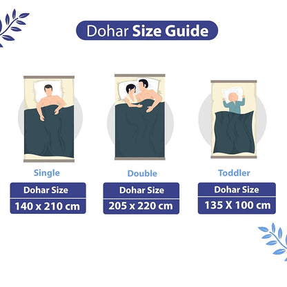 Divine Casa Floret 100% Cotton Double Dohar 120 GSM Soft & Lightweight Throw Blanket Colour Dazzling Blue