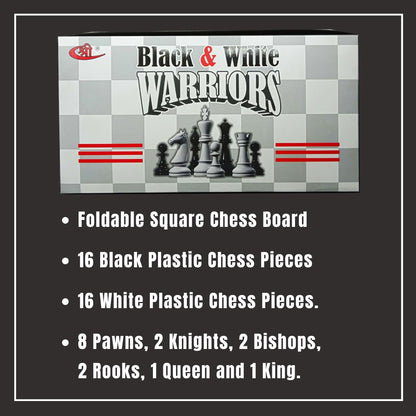 Kids Mandi Foldable Chess Board Set Black and White Chess Pieces