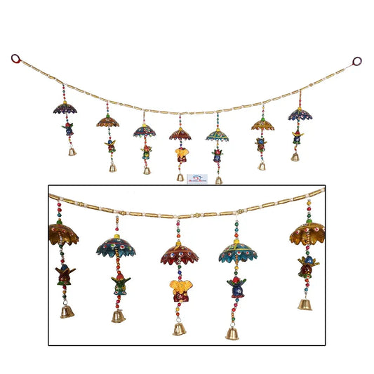 Heart Home Handcrafted Kalash Toran Umbrella Hanging Bandarwal Door Hanging Windchime