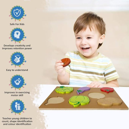 Wembley Wooden Puzzle Board For Nursery And Kg Students Raised Vegetables
