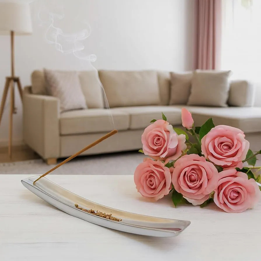 Pure Source India Aluminum Incense Holder Silver