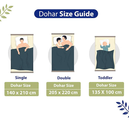 Divine Casa Floret 100% Cotton Double Dohar 120 GSM Soft & Lightweight Throw Blanket Colour Palm Green