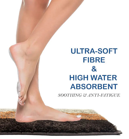 Luxe Home Bath Mat Super Soft Anti Skid Slip Water Soak Washable Oyster Door Mats Colour Teracotta (Pack of 2)