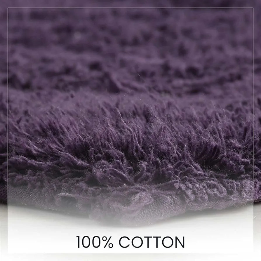Sashaa World Solid Anti-skid Cotton Bathmat And Contour Set For Bathroom Colour Purple