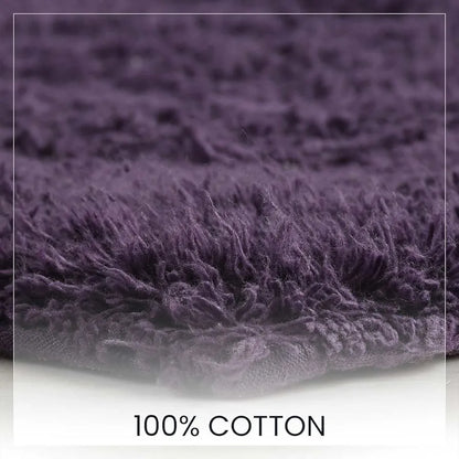 Sashaa World Solid Anti-skid Cotton Bathmat And Contour Set For Bathroom Colour Purple