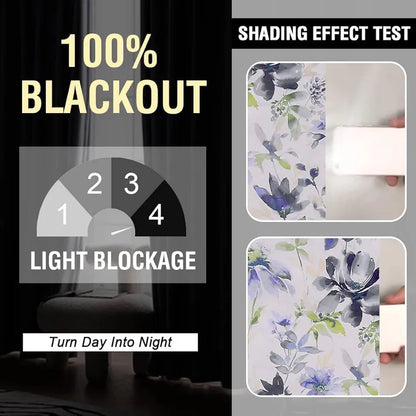 Cloth Fusion Blackout Printed Premium Door Curtains 7 Feet Long Set of 2 Blue Lotus