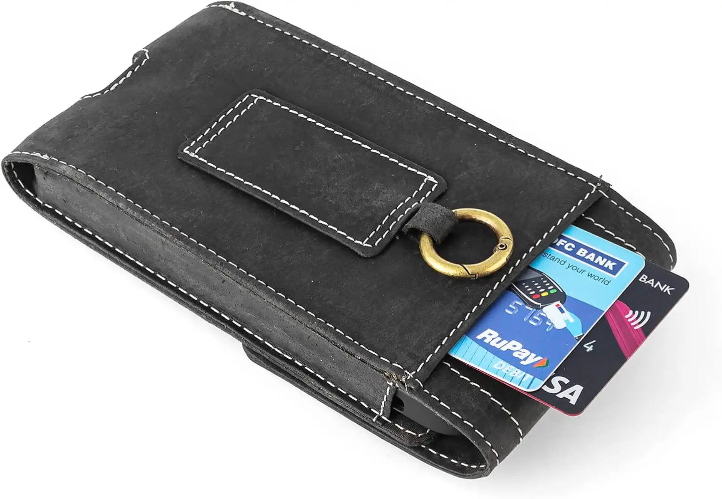 Goatter Unisex Leather Material All 6.5" Inch Pouch For Backcase For iPhone 14 Mobile Black Color