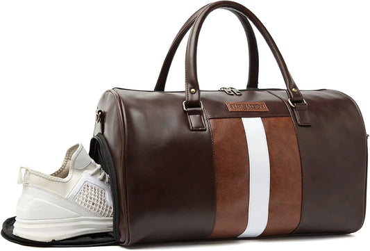 Fur Jaden Weekender Travel Duffle Bag with Separate Shoe/Laundry Compartment for Men & Women Made of Vegan Leather