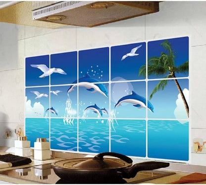 Jaamso Royals Multicolor Nature Design Vinyl Peel and Stick Self Adhesive Wall Sticker Fish