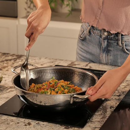 Arttdinox Stellar Triply Stainless Steel Kadhai with Lid Triply Kadai Non Stick Kadai 26cm 3.2Ltr