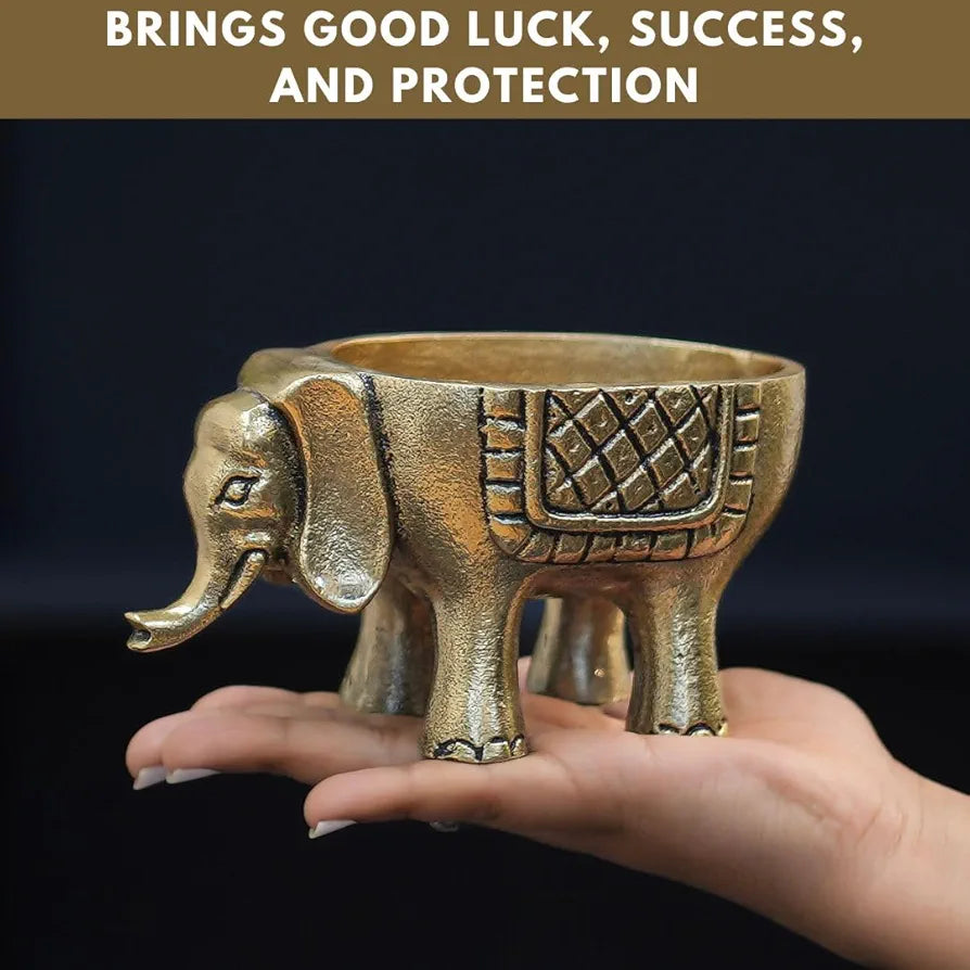 BEHOMA Aluminium Elephant for Good Luck | Statue for Tabletop Living Room Office | Candle Holder Gift Showpiece for Valentine's Day, Birthday 