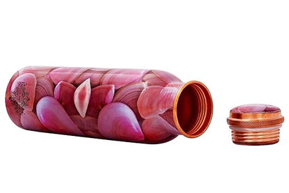 Indian Art Villa Antique Pure Copper Rose Petals Design Water Bottle