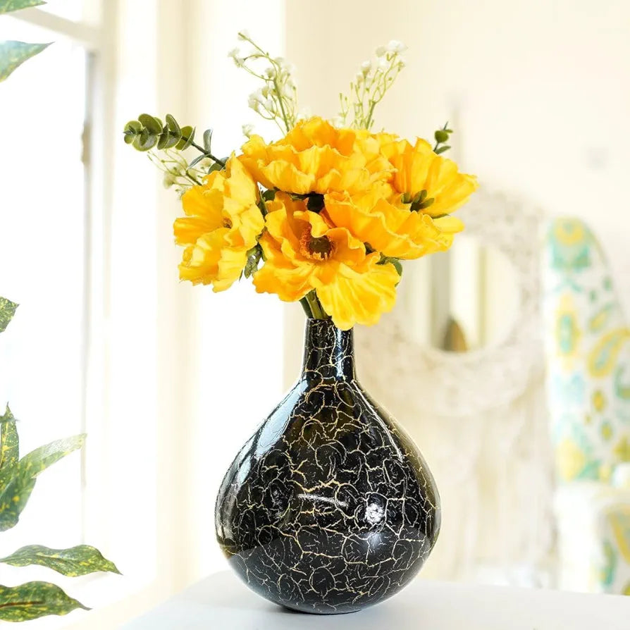 Behoma Metal Flower Vase Crackle Finish Tall Vase Flowers not Included