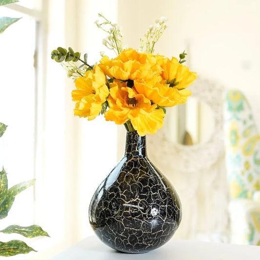 Behoma Metal Flower Vase Crackle Finish Tall Vase Flowers not Included