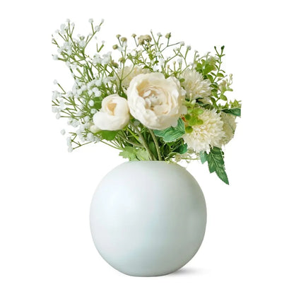 Behoma Metal Ball Flower Vase White Medium Flowers not Included