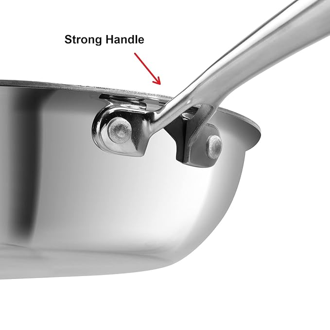 Prabha Tri-Ply Stainless Steel Hexa Cube Fry Pan Non Stick Coating Food-Grade Steel 26cm 2L